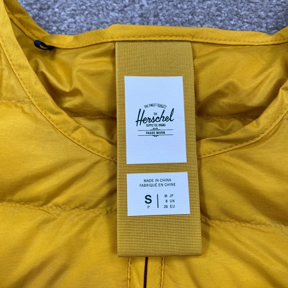Herschel Supply Co Puffer Jacket Yellow Quilted LS Collarless Women's S - Picture 2 of 11